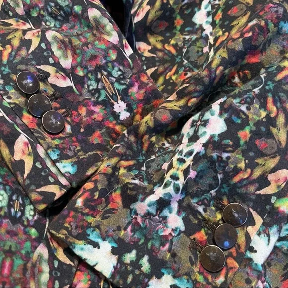 Zara Kaleidoscope Floral Blazer Size M Multicolor Statement Print Jacket - Picture 5 of 11